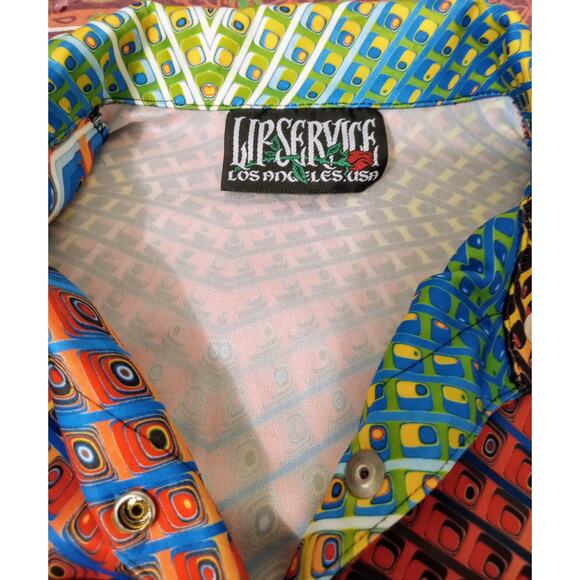 Vintage 90s Lip Service Psychedelic Mini Dress Rose Tag Y2K Rave USA Made SZ S - Picture 6 of 10